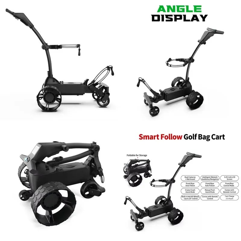 Foldable Electric Golf Cart AI Auto Follow Remote Control LCD Screen Aluminum Alloy Max Speed 6.5km/h or 18-27km/h Factory