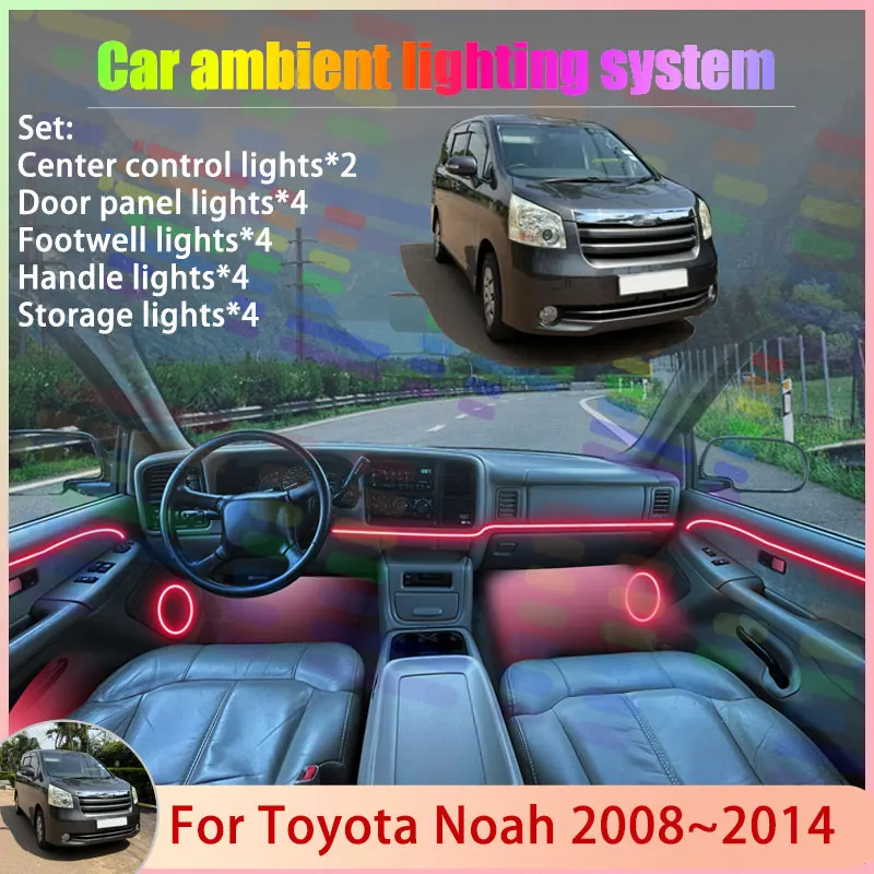 

For Toyota Noah MK2 R70 2008~2014 Voxy NAV1 2009 2/18 in 1 Car Atmosphere Light Lamp RGB Shade Ensemble Streamer Atmosphere Set