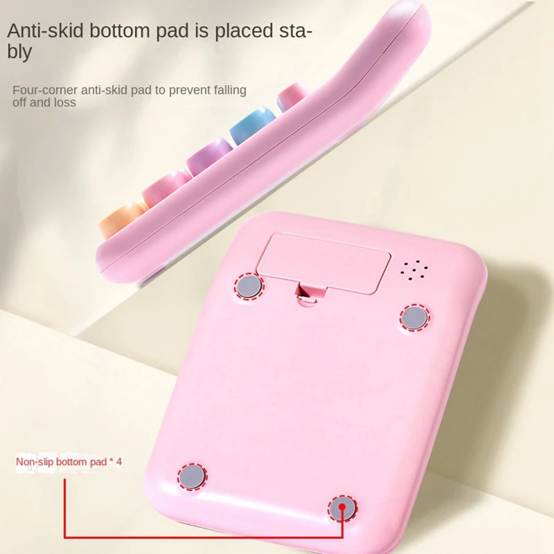 آلة حاسبة ميكانيكية ملونة للحلوى اللطيفة ، شاشة LCD كبيرة ، زر دائري كبير ، مناسب للمكتب والمدرسة