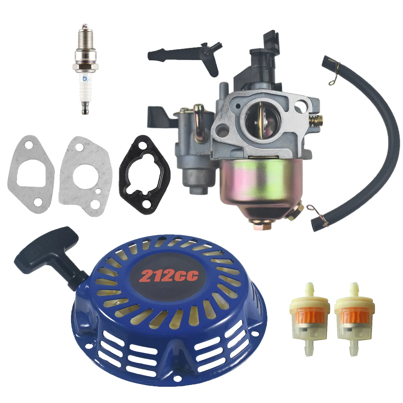 Carburetor Carb With Gasket Blue Pull Recoil Starter Kit For Predator 212cc 196cc 6.5HP Baja Massimo MB165 MB200