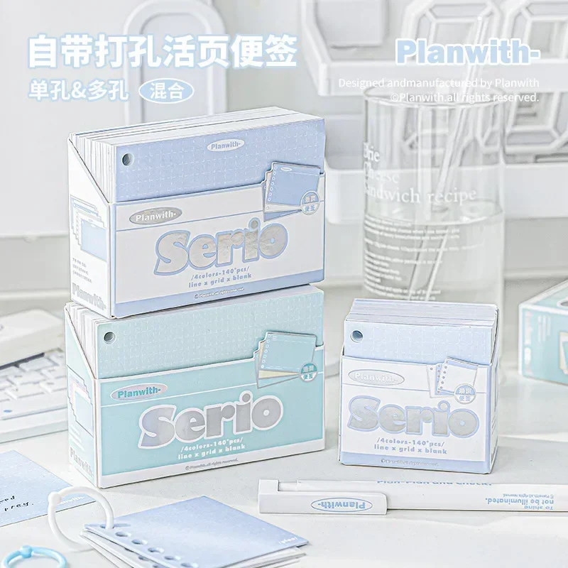 1 Box Punched Sticky Notes, Multi-functional Notes Korean Stationery Cute Note Books for Girls Back To School