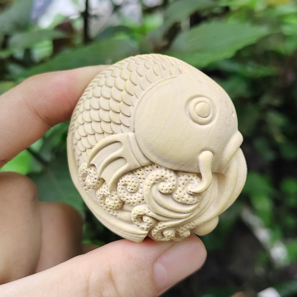Wooden Fish Figurine Ornament, Hand-Carved, Chinese Style, Suitable for Halloween Decorations, Party Decorations, Christmas Gifts, Housewarming Gifts, Interior Decorations, Study Room, Back-To-School Season Gifts, Birthday Gifts