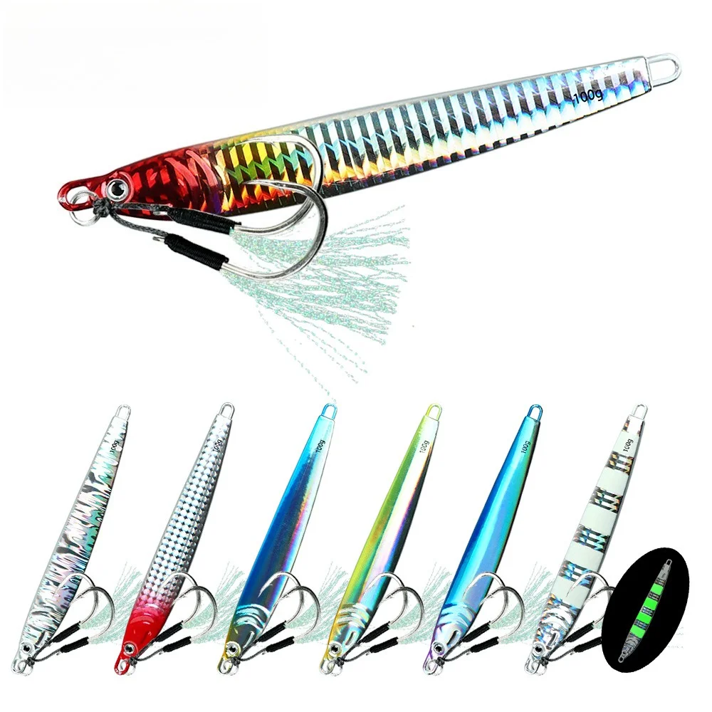 1 Stück Laserbeschichteter Spinnerbait für Weitwürfe, 40-100g Tiefsee-Slow-Retrieve-Köder, im Dunkeln leuchtender Einzelhaken-Kunstköder