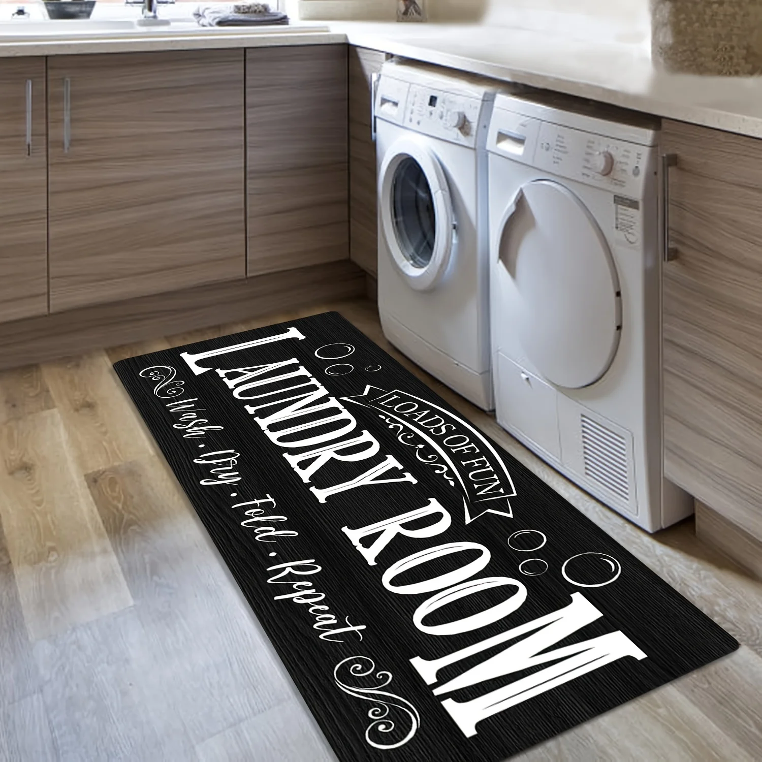 VIKAMA Premium Soft Flannel Laundry Room Mat Farmhouse Carpet Entrance Doormat Home Decor Doormat Welcome Rug Long Corridor Mat