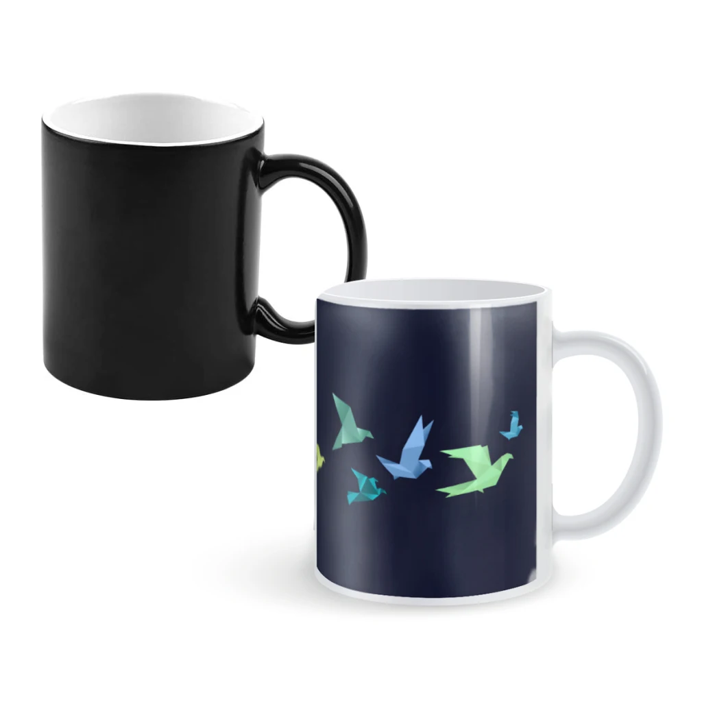 

Migration of paper birdsCoffee Mugs And Mug Creative Color Change Tea Cup Ceramic Milk Cups Novelty Gifts