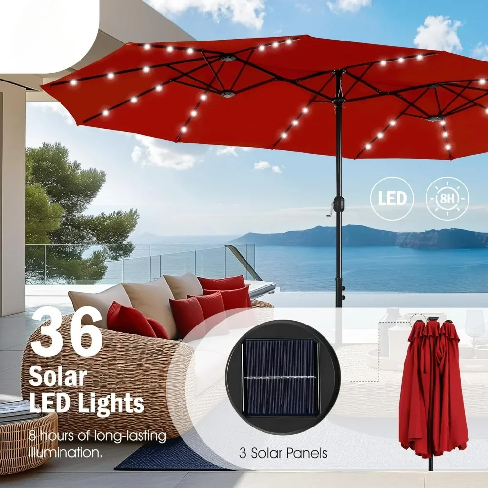 Patio Umbrella  Patio for Residential Powerful UV Protective 15 Ft Outdoor Parasol Umbrella Outdoor Furniture