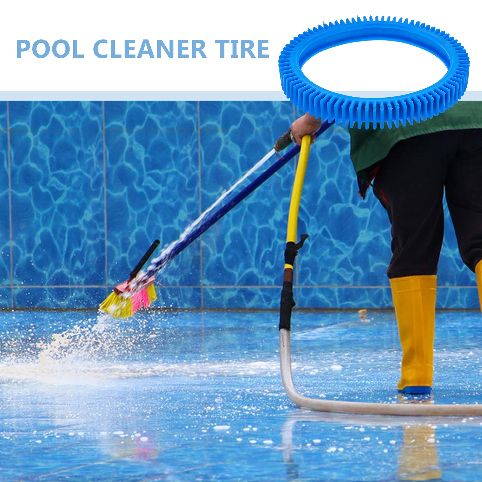 

2pcs Pool Cleaner Parts Blue Back Tire Kit PVC Replacement Tires Durable Wear Resistant Efficient Cleaning Tools