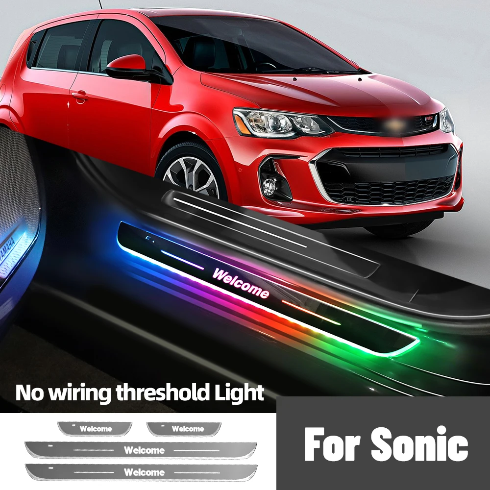 

For Chevrolet Sonic 2012-2022 2018 2019 2021 Car Door Sill Light Customized Logo LED Welcome Threshold Pedal Lamp Accessories