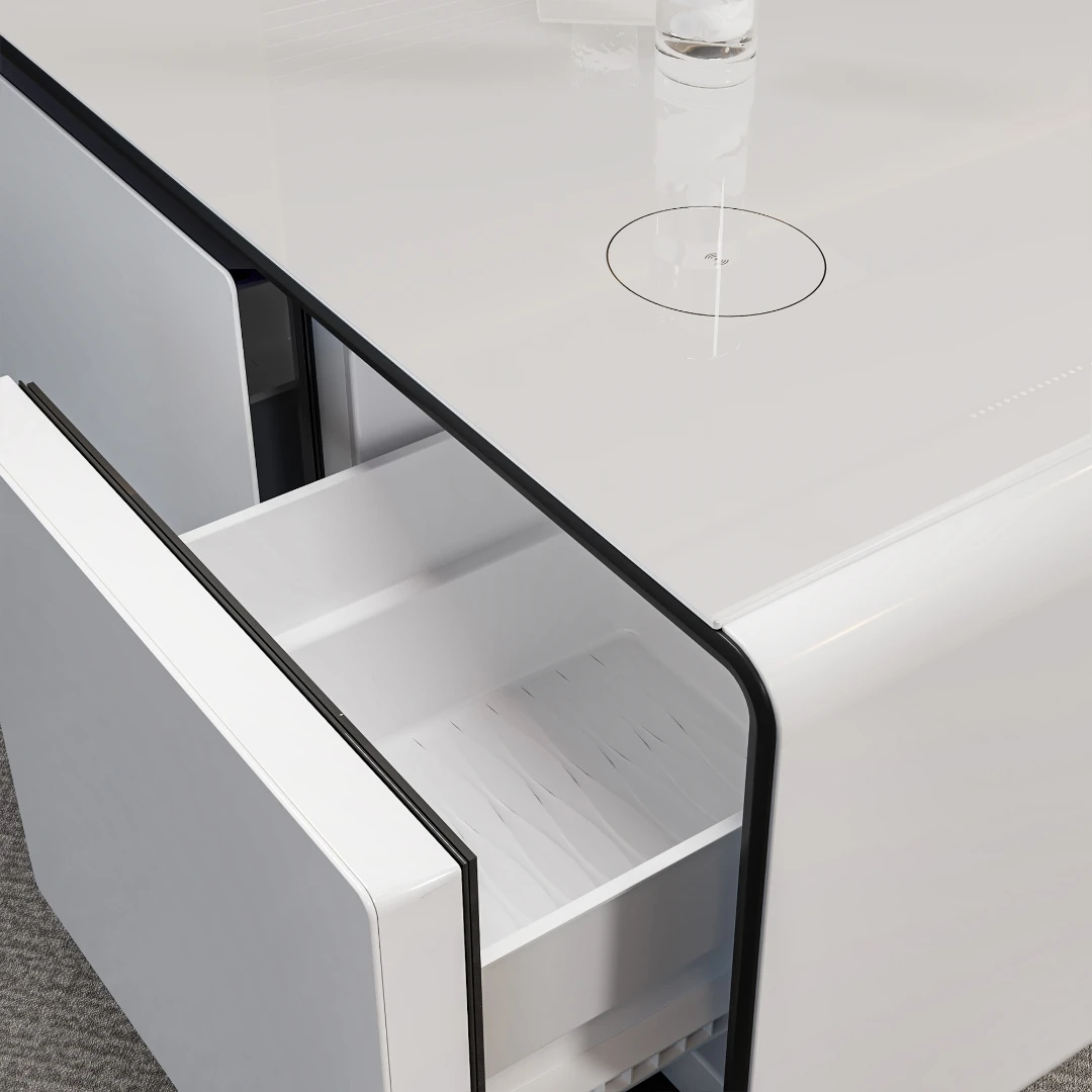 

New Mini Refrigerator Smart Coffee Table With 2 Refrigerator Drawers Wireless Charging Coffee Table Smart Furniture