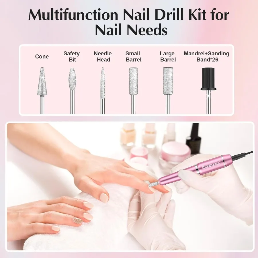 USB Electric Nail Drill Portable Electric Nail File for Acrylic Gel Nails Professional Drill Nail Kit Manicure and Ped