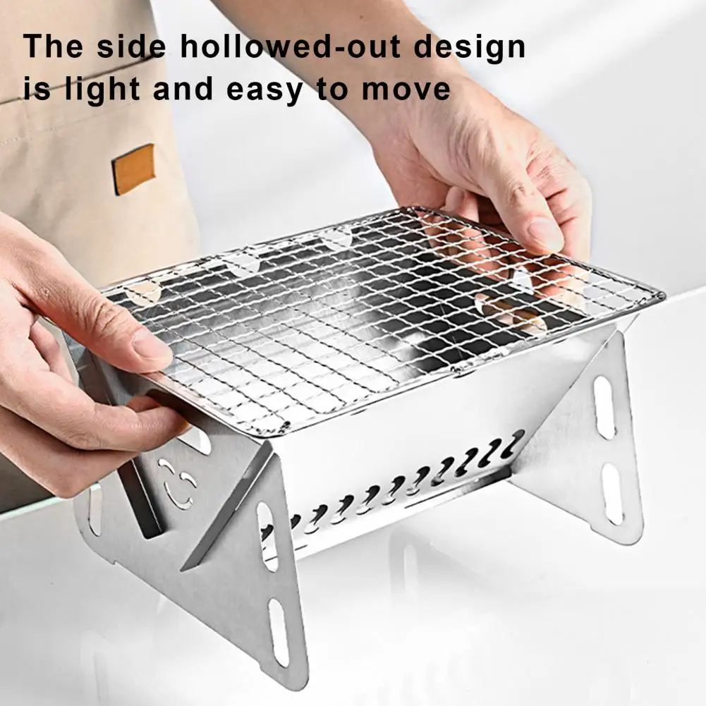 Folding Barbecue Grill Portable Folding Campfire Grill For Outdoor Indoor Barbeque Corrosion Resistant Hollow Design For Camping