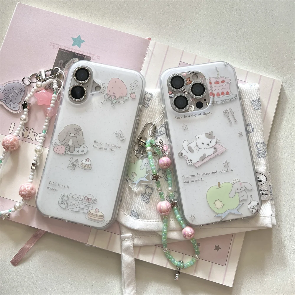 

Korean INS glitter powder rabbit kitten phone cas for iPhone 13 14 15 16 Pro Max with hinges cartoon stars new protective cover