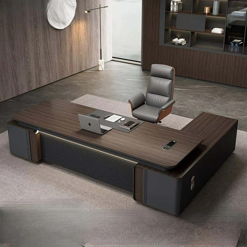 L Shape Luxury Office Desk Decoration Aesthetic Wooden Commercial Office Table Specialty Wooden Mesa Escritorio Furniture