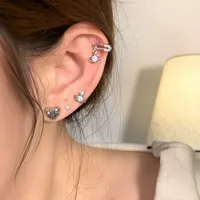 Unique Saturn Design Titanium Steel Flat Bottom Earrings for Sleeping Women's Style Ear Studs Ear Cuffs Ear Hoops Jewelry