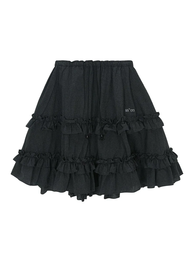 Cute Casual Pure Cotton Layered Skirt with Double Lace Hemline Student Friendly Cake Skirt Standard Fit Spring 2026