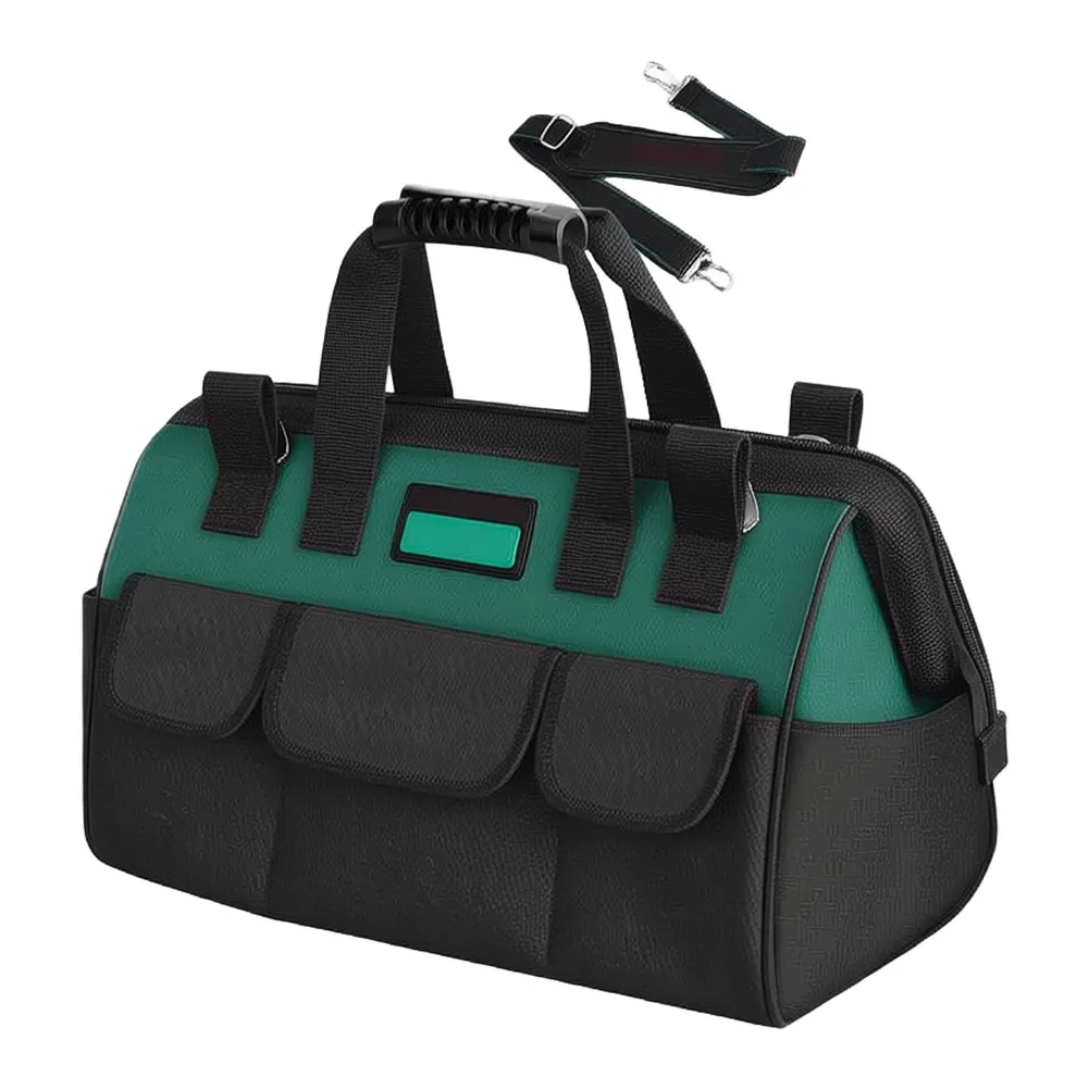 16 Inch Waterproof Tool Bag for Electricians 1680D Oxford Canvas with Dual Waterproof Layers and Reinforced Board