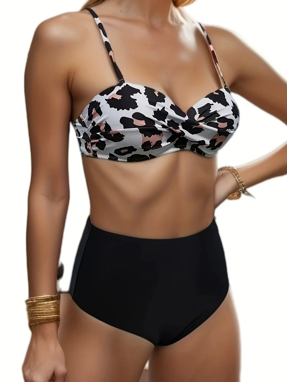 2025 Leopard Push Up Two Piece Bikini Triangle Swimsuit Women Chest Twist Swimwear Female Bathers Bathing Swim Suit Beachwear