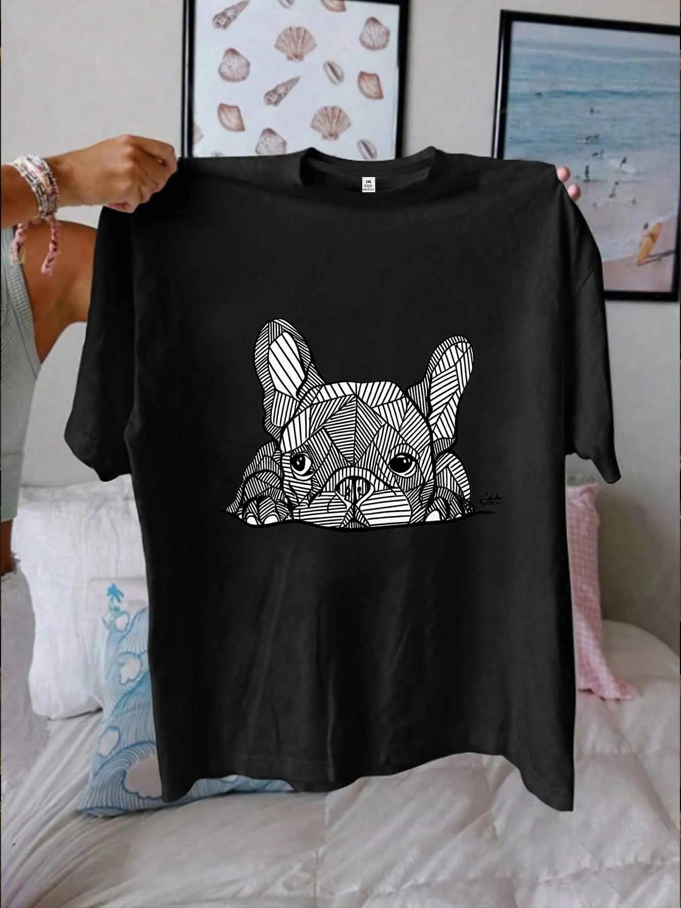 

【WY132706】Женская футболка больших размеров с круглым вырезом и короткими рукавами, эластичными рукавами и модными принтами