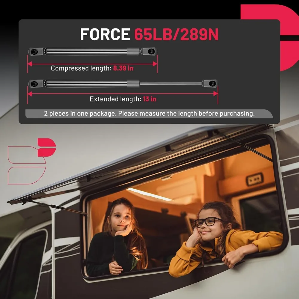 8196309 دعامات غاز 289N مقاس 13 بوصة لـ Leer Camper Shell/نافذة/صندوق الأدوات (مجموعة من 2) #3