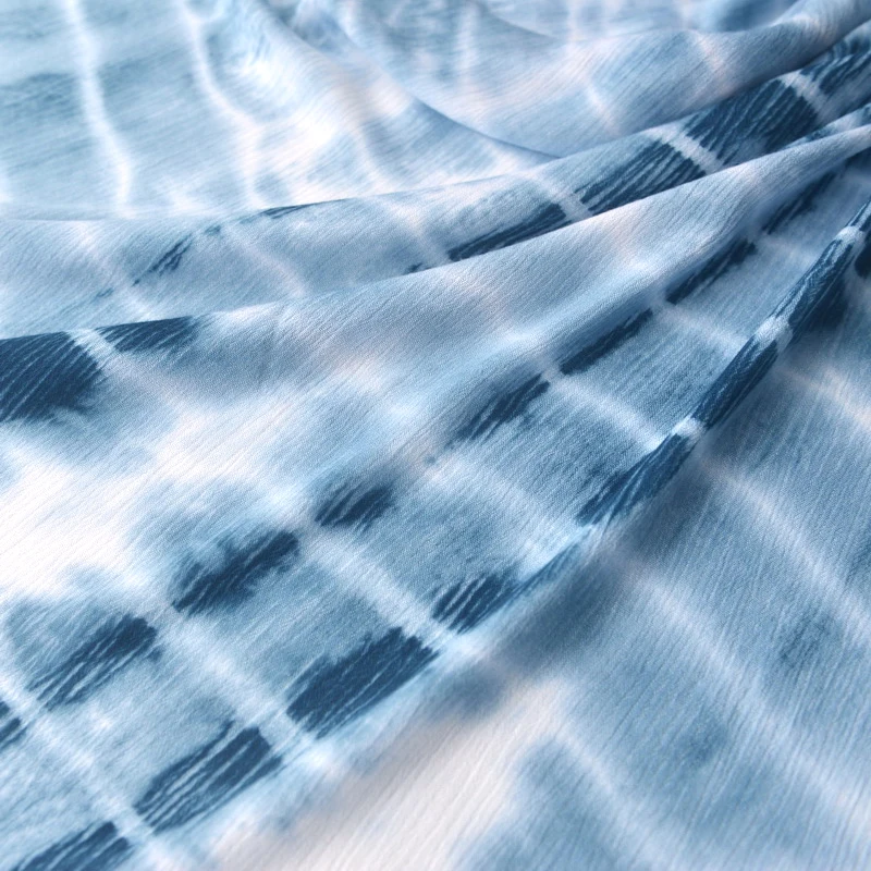 Tie-dye Pleated Viscose Fabric, Summer Shirt Blouse, Scarf, Clothes, Dresses, Robes, Tea Clothes, Curtain Fabric