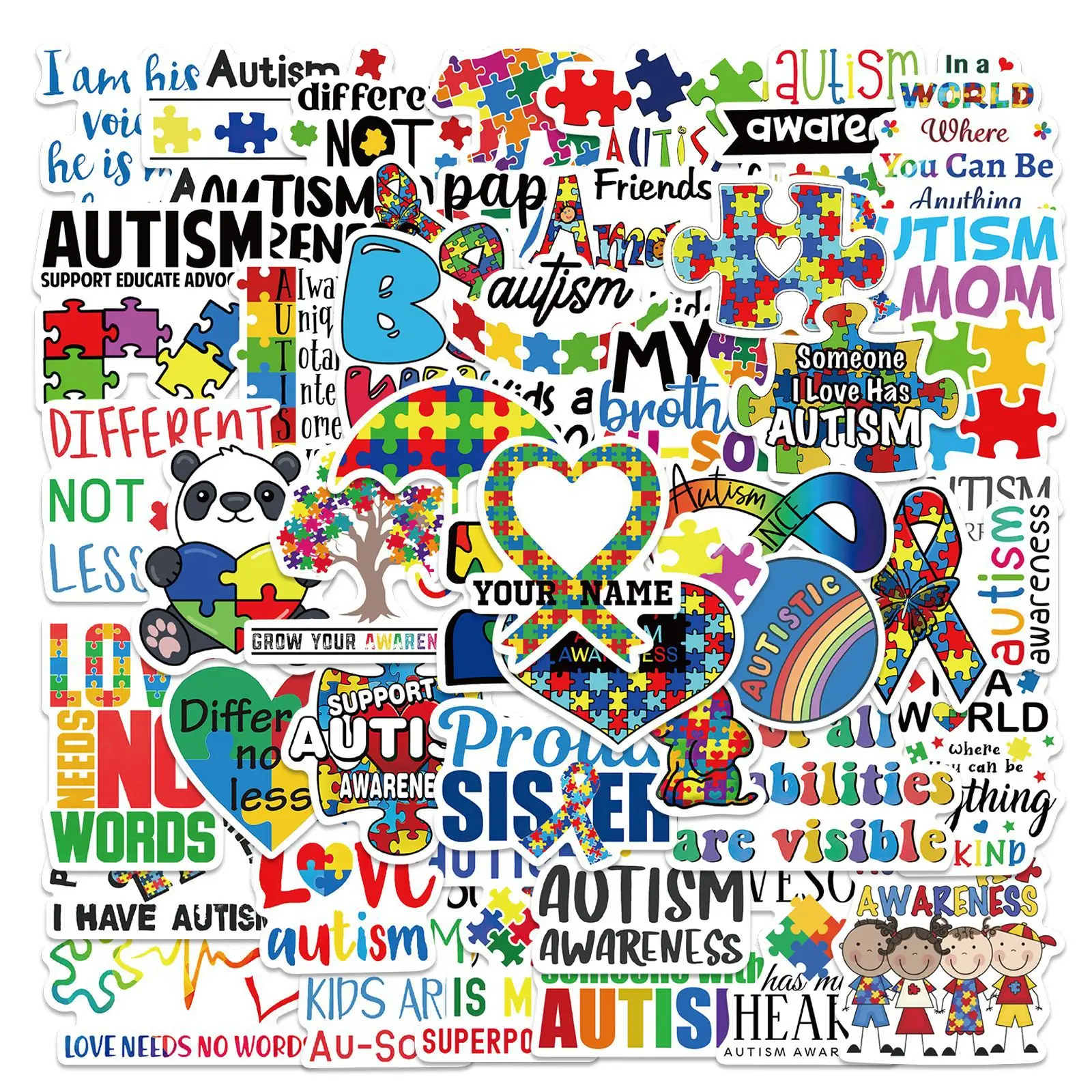 10/50Pcs Autism Awareness stickers autistic disorder sticker graffiti Stickers for DIY Luggage Skateboard Motorcycle sticker