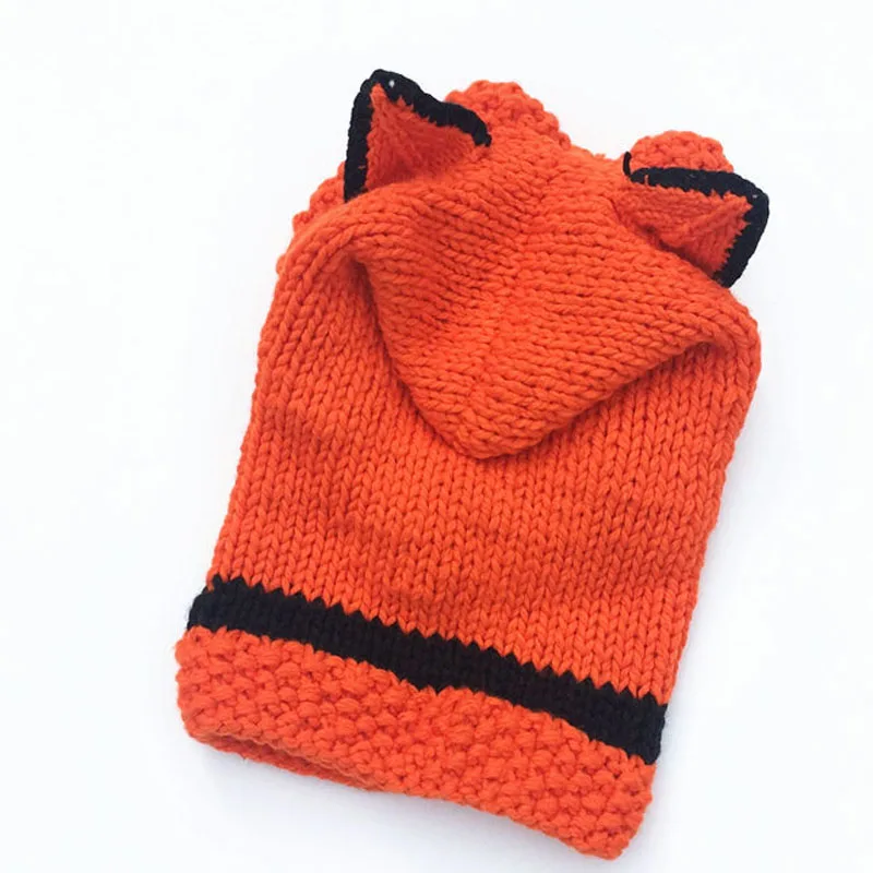 Doitbest Christmas gift Fox Ear Winter Hat Windproof Hats Scarf Set For Kids Boys Girls Winter Earflap Cap