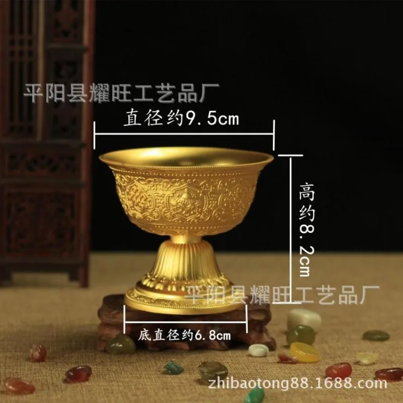 Silver Engraving Buddhism Holy Water Cup Handicraft Alloy Auspicious Tibetan For Buddha Bowl Collection Gift Indoor Decorative