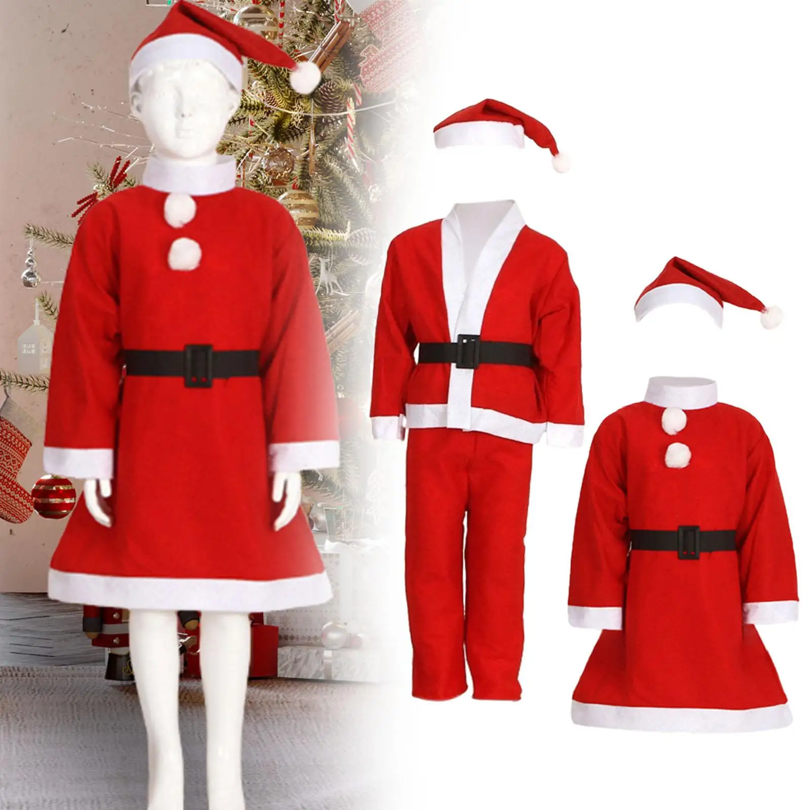 

Детский костюм Санта-Клауса, наряд со шляпой для праздничного новогоднего карнавала