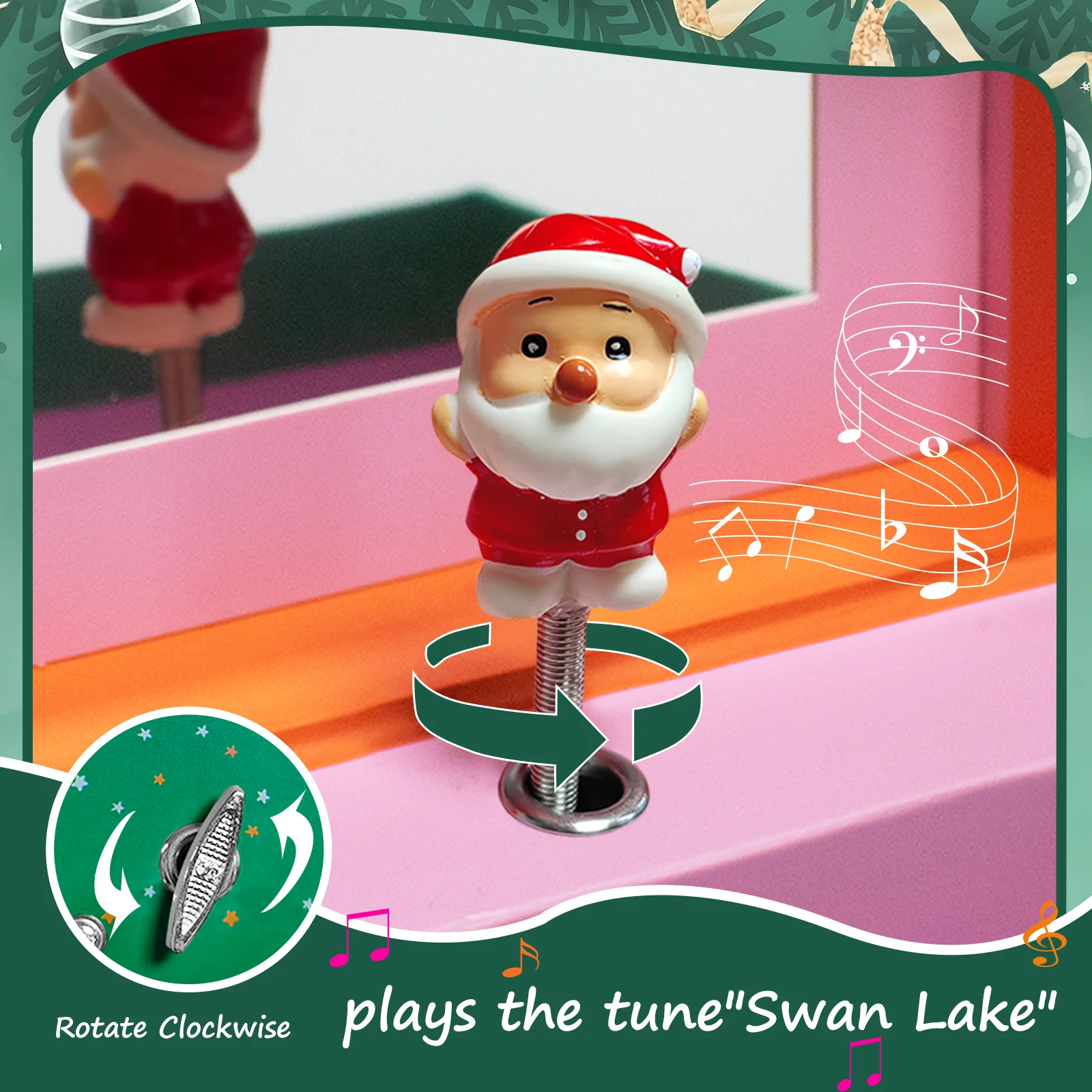 صندوق تشغيل الموسيقى لتخزين المجوهرات لعنصر عيد الميلاد - هدية السنة الجديدة وعيد الميلاد لتنظيم الخواتم والمجوهرات #3