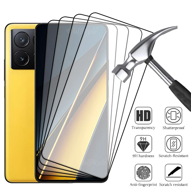 4pcs For Poco X6 Pro For Glass Poco X6 Pro Screen Protector Full Cover Glue 9H HD Protective Tempered Glass Xiaomi Poco X6 Pro