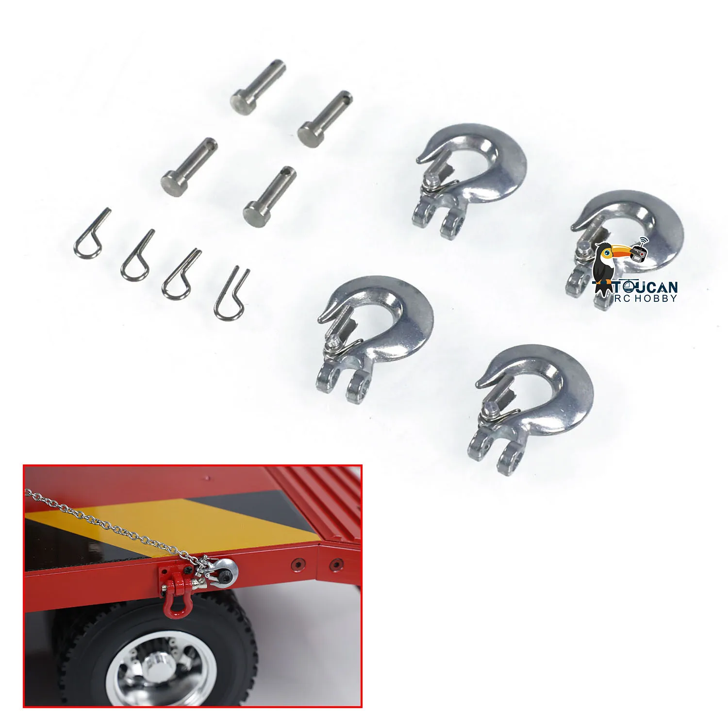 Ganchos de Metal para vehículos de ingeniería de Control remoto, cargador de remolque de camión RC, accesorios duraderos para modelos de construcción, 1/14
