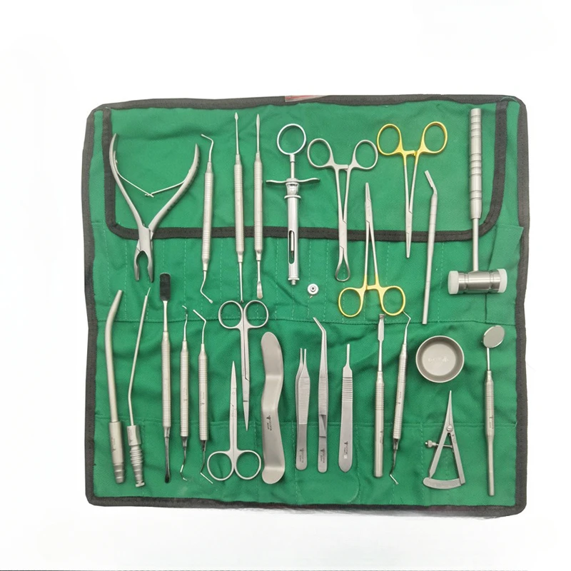 

Dental Implants Kit of 26 Pieces Implant Set Oral AR Surgical Instrument Set Basic Rongeur Dentistry Dental Tools