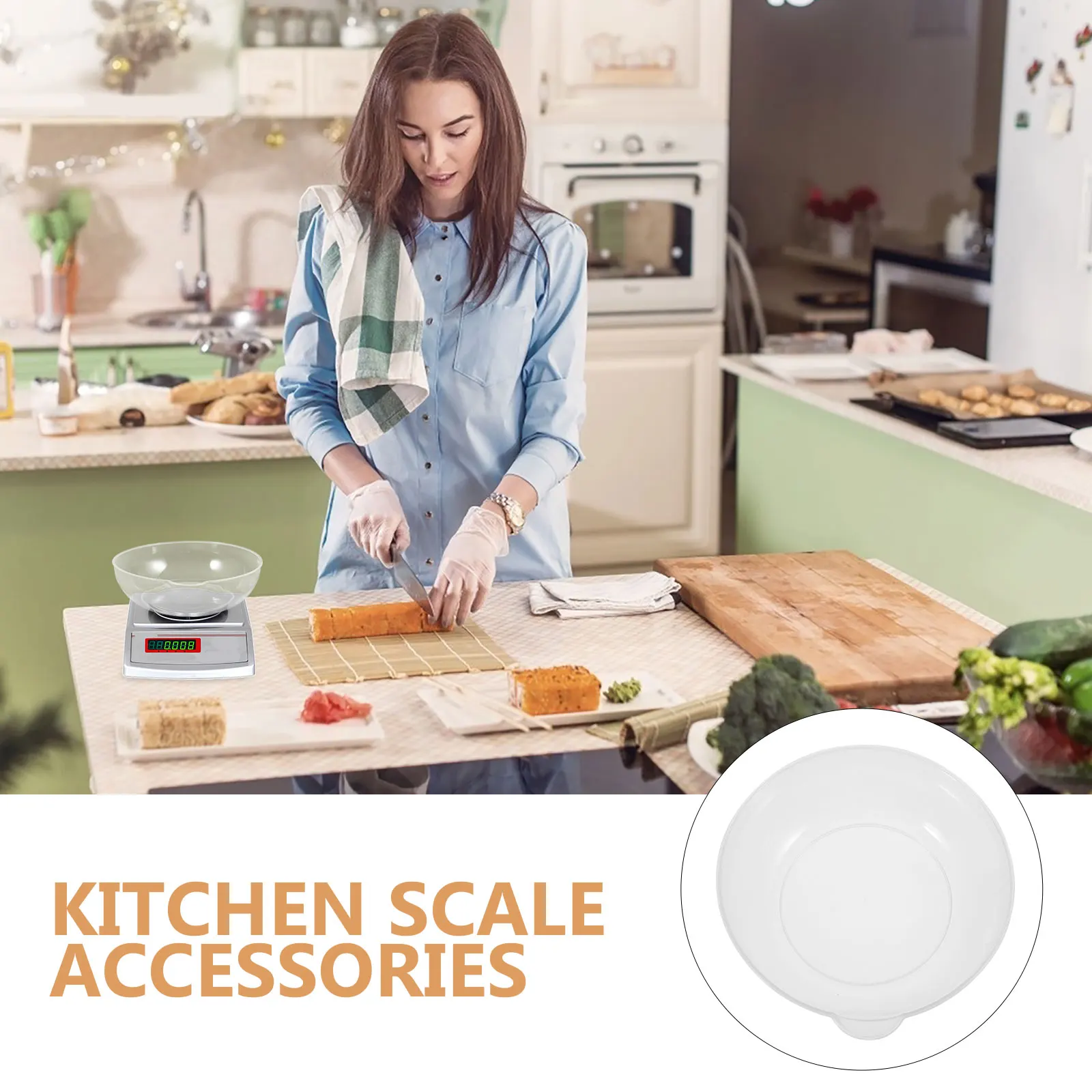 

1PC Kitchen Scale Tray Measurement Markings Electronic Food Weighing Pan Light Weight Wear Resistant Reusable Plastic for Baking