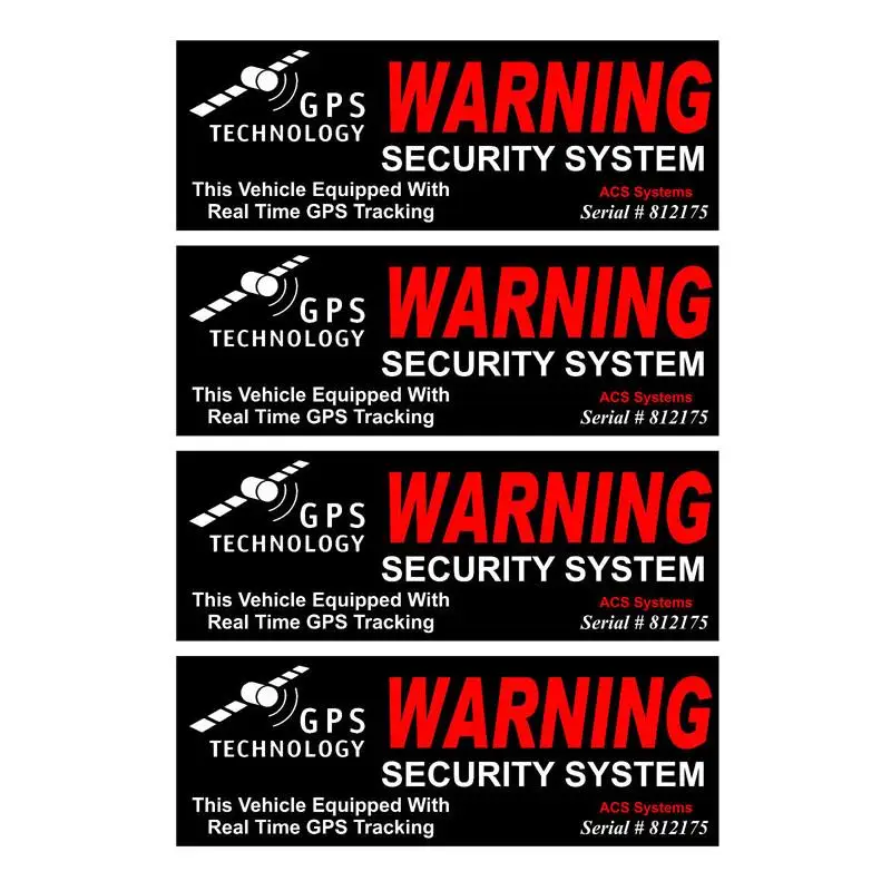 RuleMyLife 10CM*3.5CM 4X GPS WARNING SECURITY SYSTEM Personality Reflective Car Sticker C1-7579