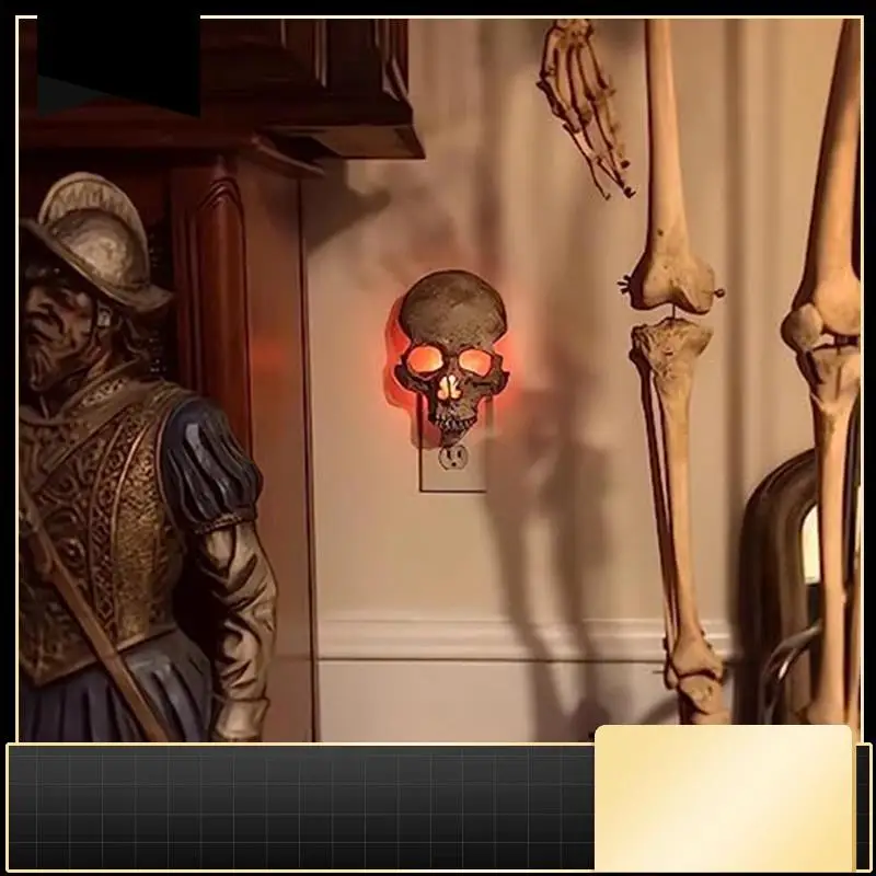 

1 PCS Halloween Skull Night Light Horror Lamp Gothic Skull Night Lamp Skeleton Lamp Plug Into Wall Decorative Gothic US Plug-N37