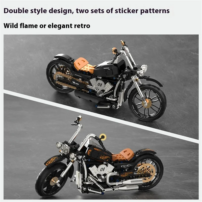 445 قطعة كلاسيكية ريترو 1:8 سوبر دراجة نارية كتلة مجموعة مدينة سباق الدراجات النارية التكنولوجيا الالعاب العملاقة الأطفال الأولاد الكبار الهدايا