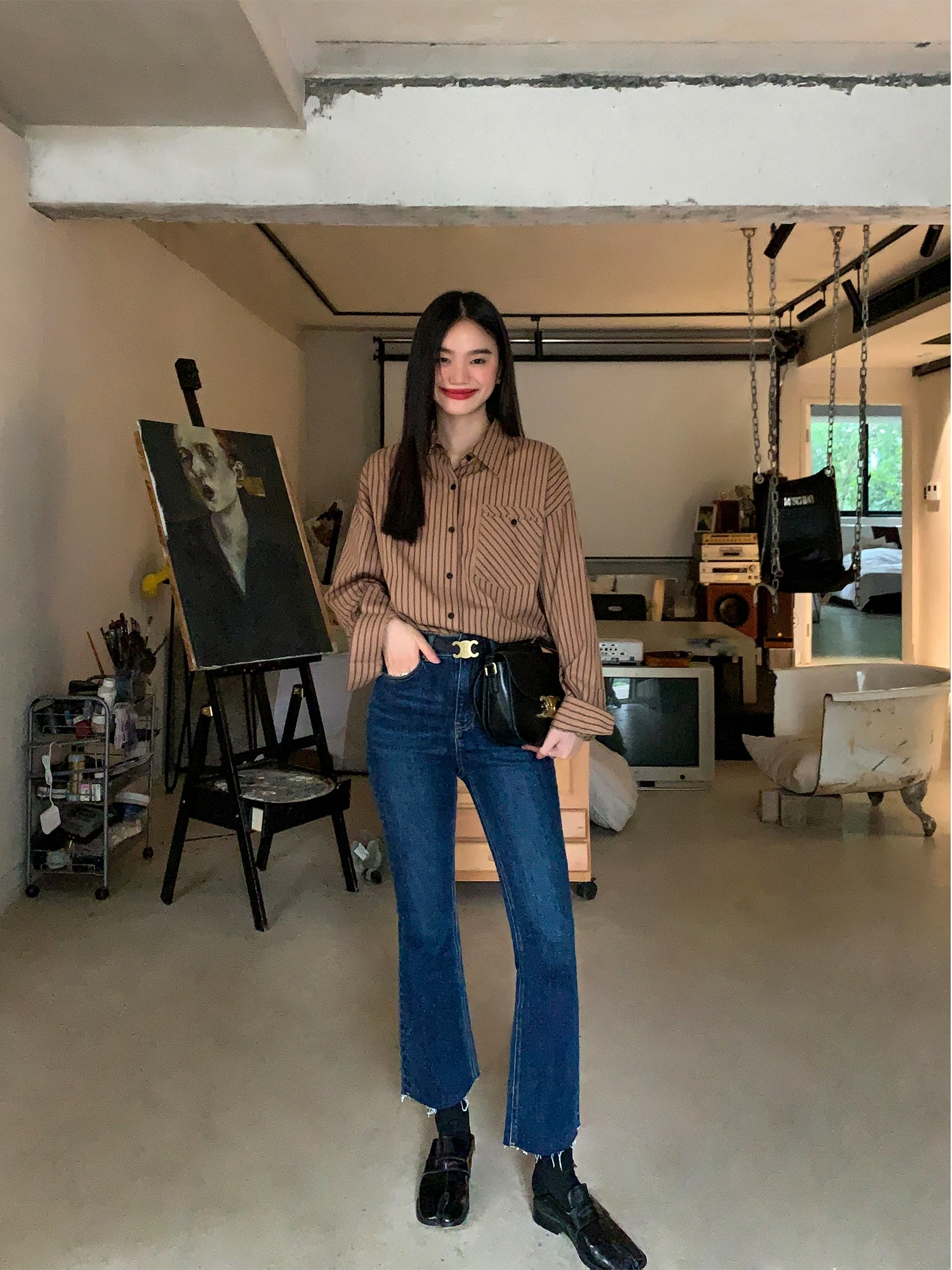 

Джинсы Blue Bell Bot женские, приталенные, в стиле ретро, прямые, с высокой талией, стандартные, тонкие, для весны и осени