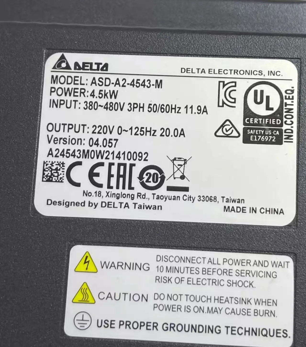 تم اجتاز اختبار برنامج التشغيل المؤازر المستعمل ASD-A2-4543-M الشحن السريع
