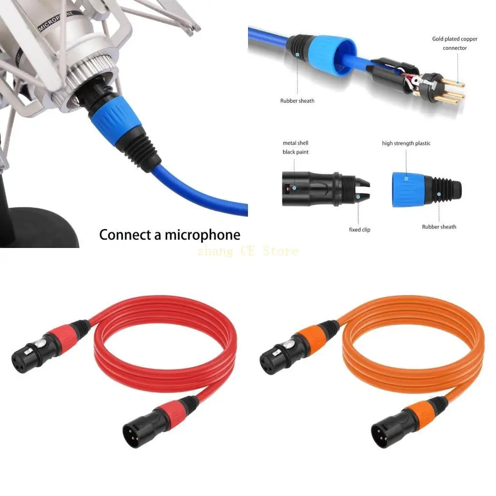 Cable M5TD, 6pcs 3pin Conectores Micófonos Micrófonos Línea extensión del cable conexión para mejorar sonido