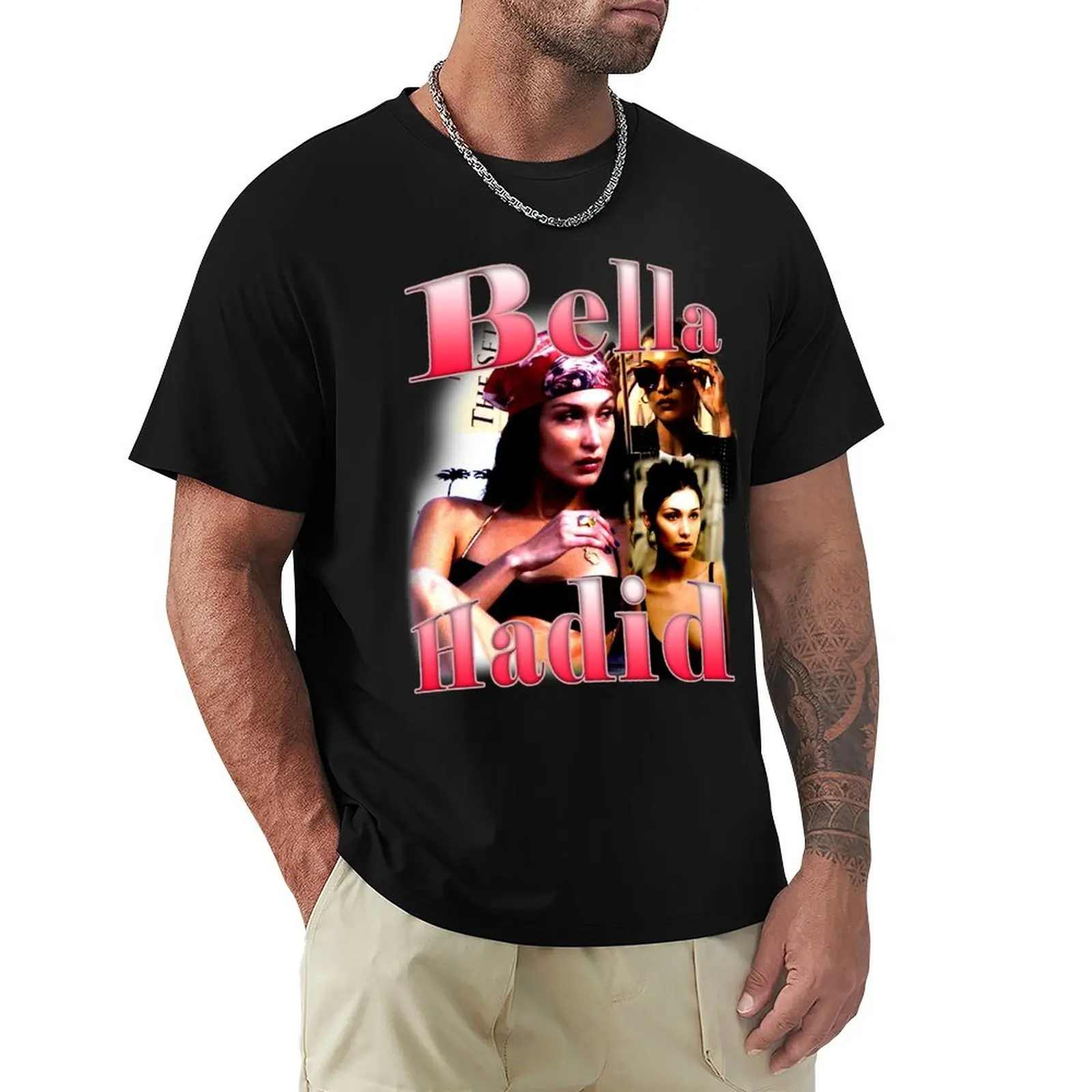 

bella hadid bootleg tee shirt T-Shirt Sweat Resistant Workout Tee Shirt
