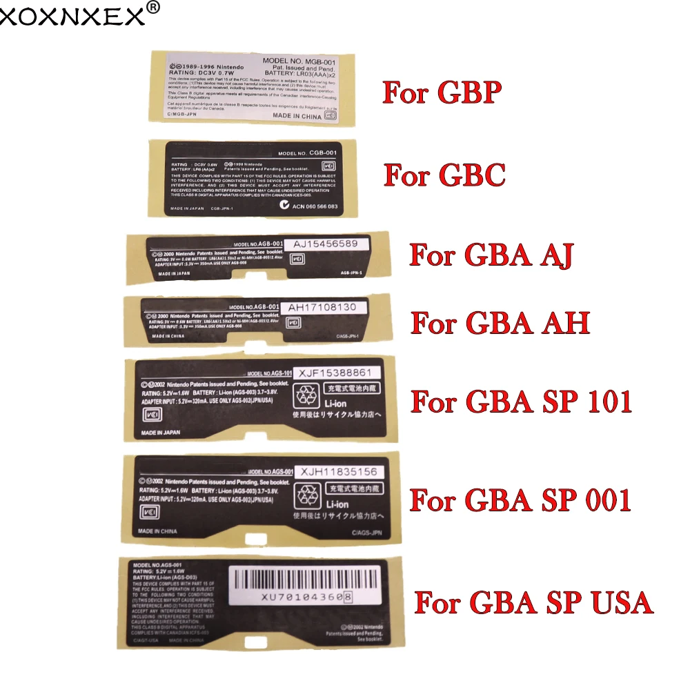 For Nintendo Game Boy Pocket Replacement MGB-001 Model Information Sticker For GBP GBA GBC GBA SP 001 101 Label Japan