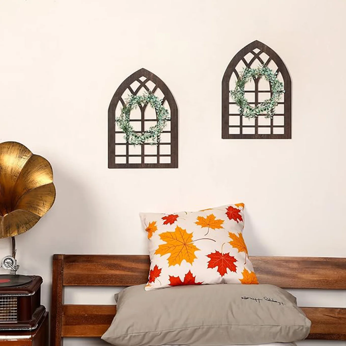 قطعتان من إطار نافذة ريفية بسيط لتزيين الحائط الخشبي لتزيين جدران المزرعة ونافذة مقوسة لتزيين الحائط