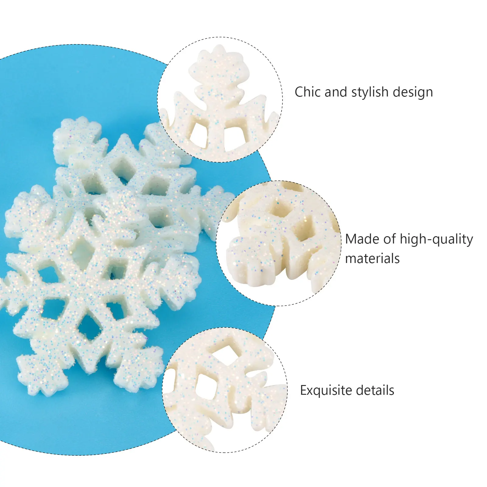 

50Pcs Snowflake Accessories Stylish Eco-Friendly Christmas Material Decor Xmas Tree Ornament Phone Case Decor DIY Holiday