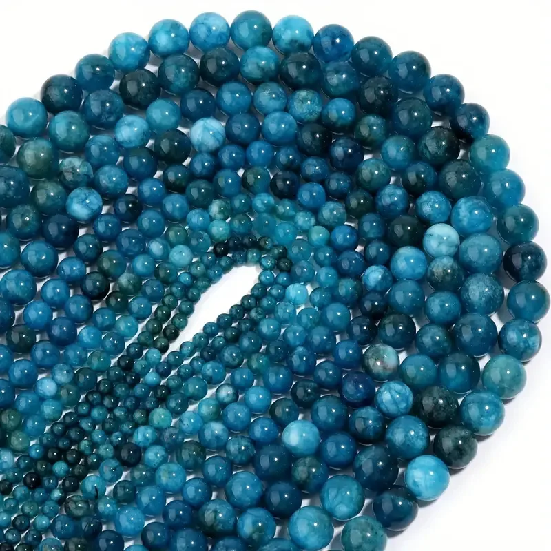 Wholesale Natural Blue Apatite Stone 1 Strand Beads 4/6/8/10mm Round Gem Bead for DIY Bracelet Charms Jewelry Making Beaded