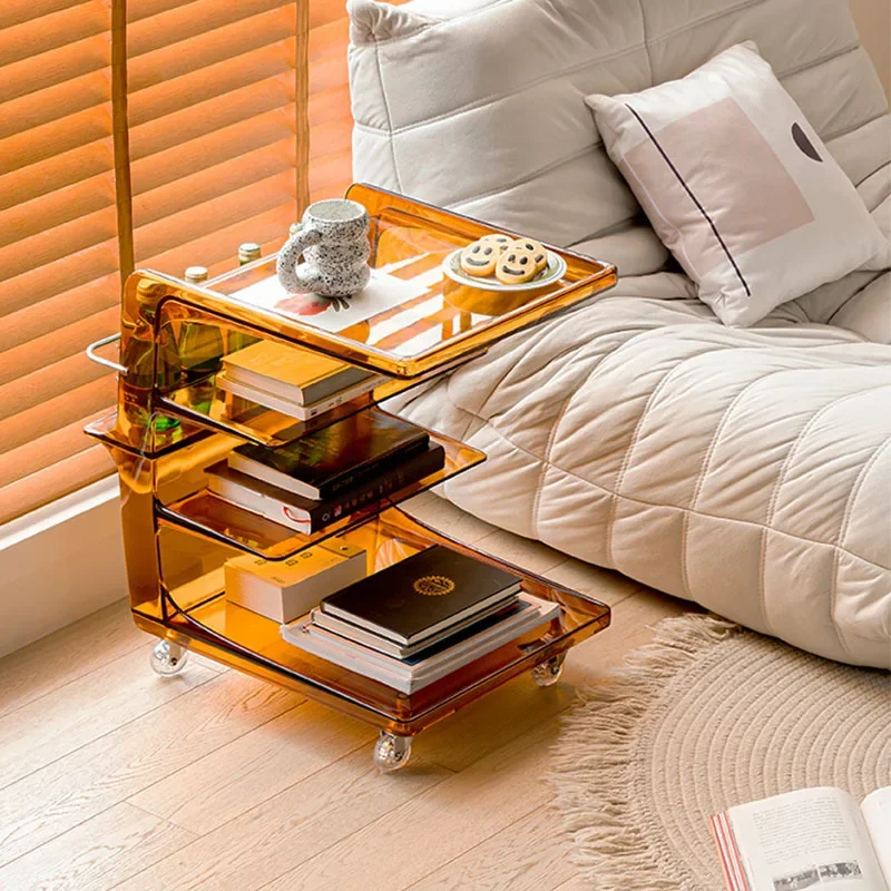 Nordic Sofa Side Acrylic Trolley Home Bedside Cabinet Ins Cream Wind Living Room Coffee Table Rack