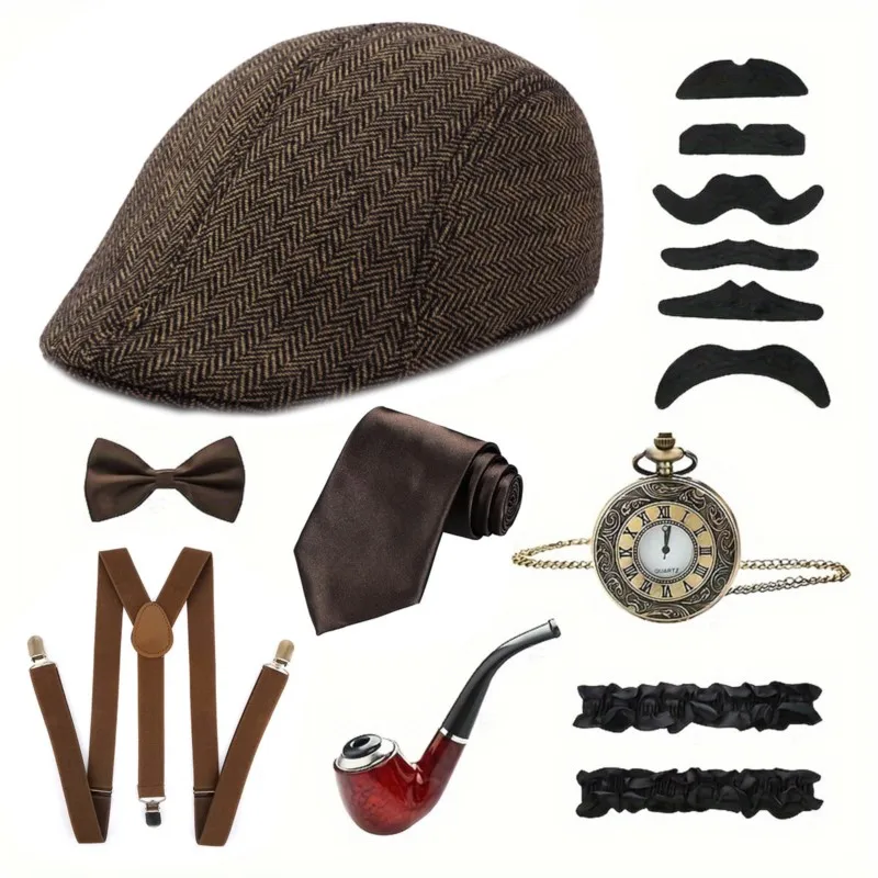 Party ball men's suit top hat pipe bow tie shoulder
