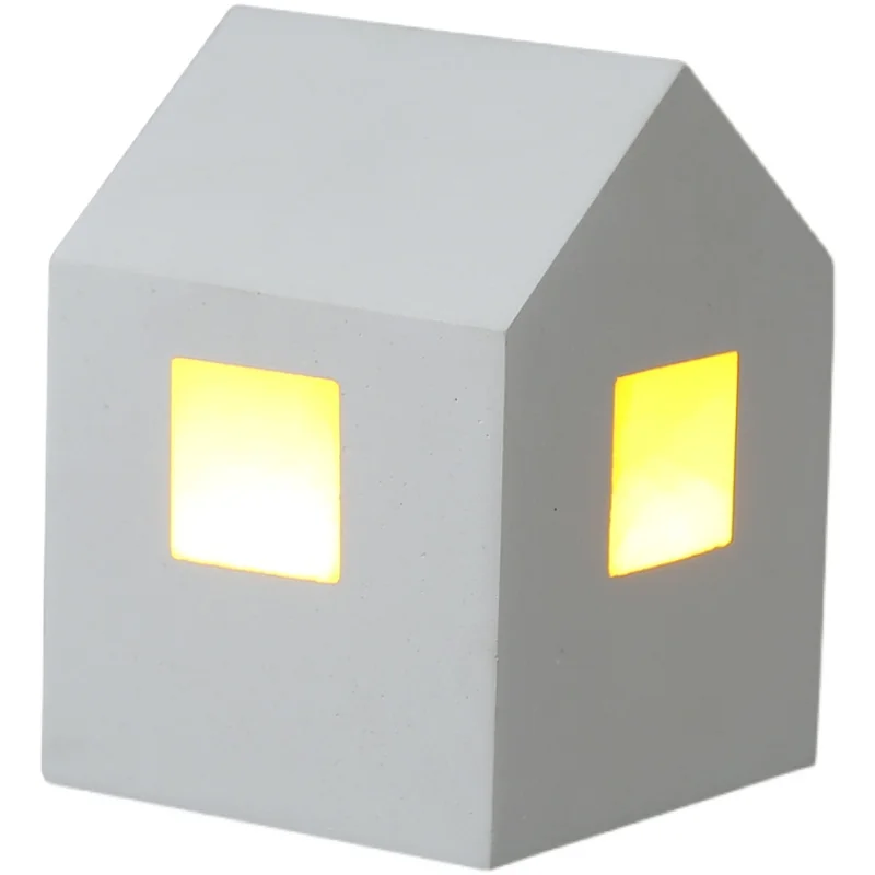 

Small Table Lamp Micro Cement Ore Holiday Gift Bedroom Bedside Mood Light House Modeling Charging Night Light