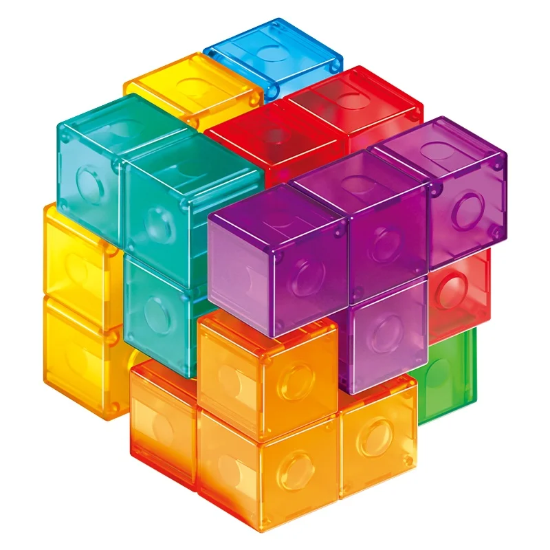 Blocs de construction de cubes magnétiques, bricolage, carrelage magnétique 3D, ensemble de 7 pièces, Puzzle Cube de vitesse, 54 pièces, cartes de guidage, jouets d'intelligence pour enfants