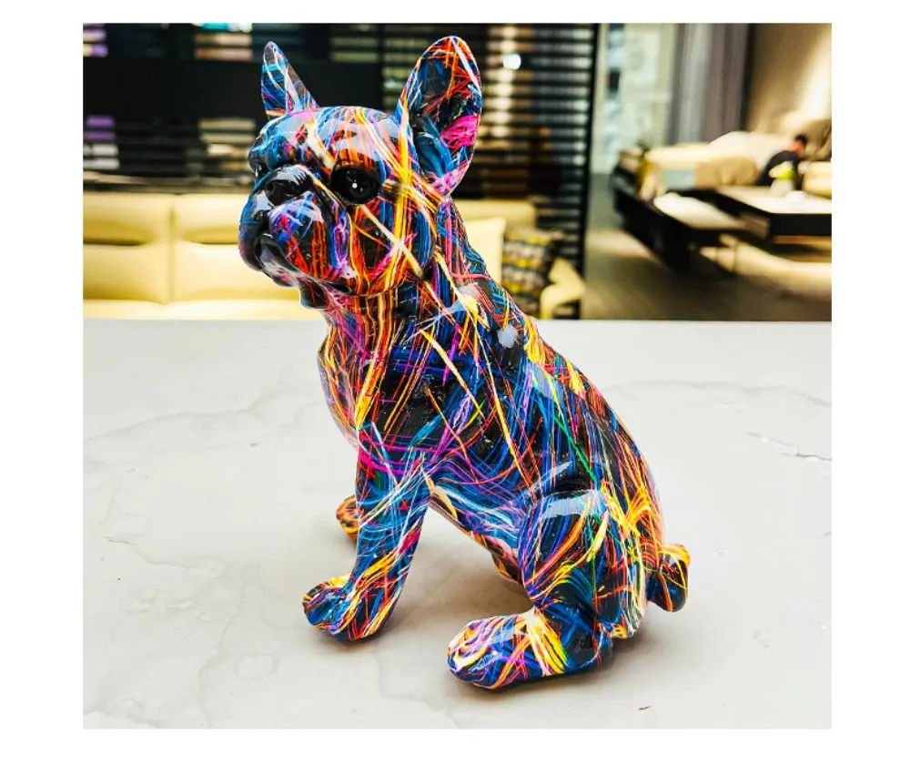 Creative Synthetic Resin Sitting Bulldog Home Furnishings Living Room Resin Crafts Office Animal Decorations Gift