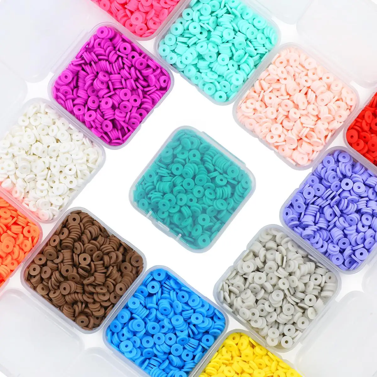 COIN 6x1mm Rubber Spacer Beads 500pcs Flat Round Multicolor Loose Beads for Charms Love Bracelet Making Jewelry Accessories DIY